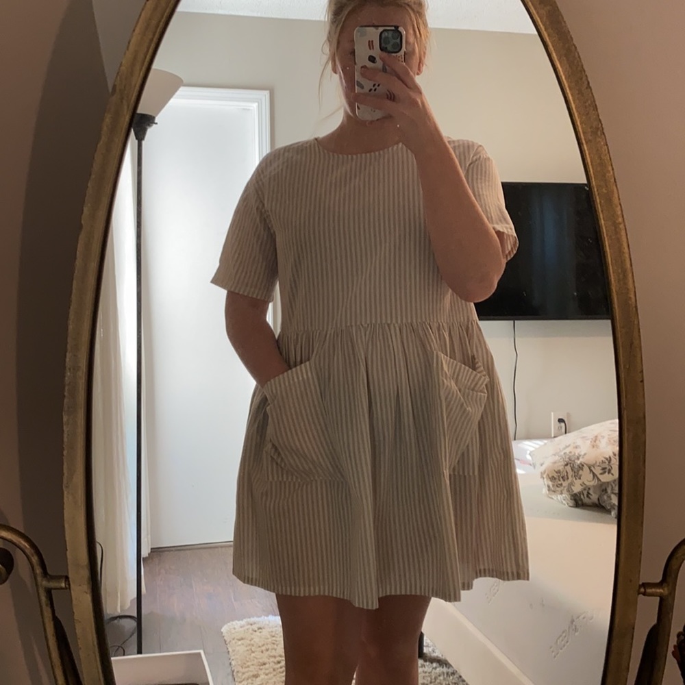 Stripped Babydoll Mini Dress